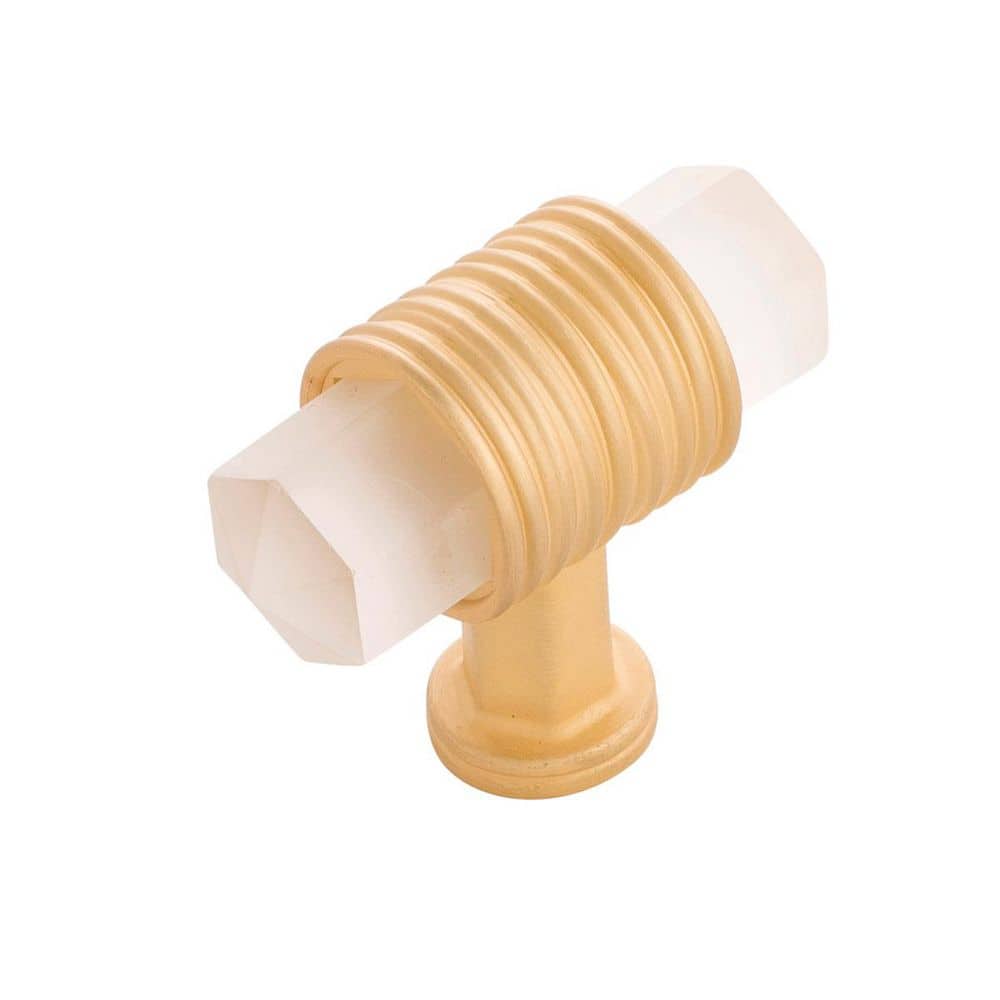 Chrysalis Collection Knob 1.88 in. x 0.75 in. Brushed Golden Brass with Frosted Glass T-Shaped Cabinet Knob price history on PriceWatchPro