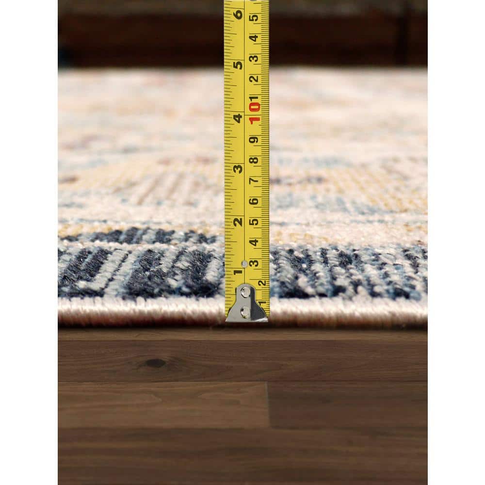 Heritage Light Blue and Beige 9' x 12' Synthetic Area Rug