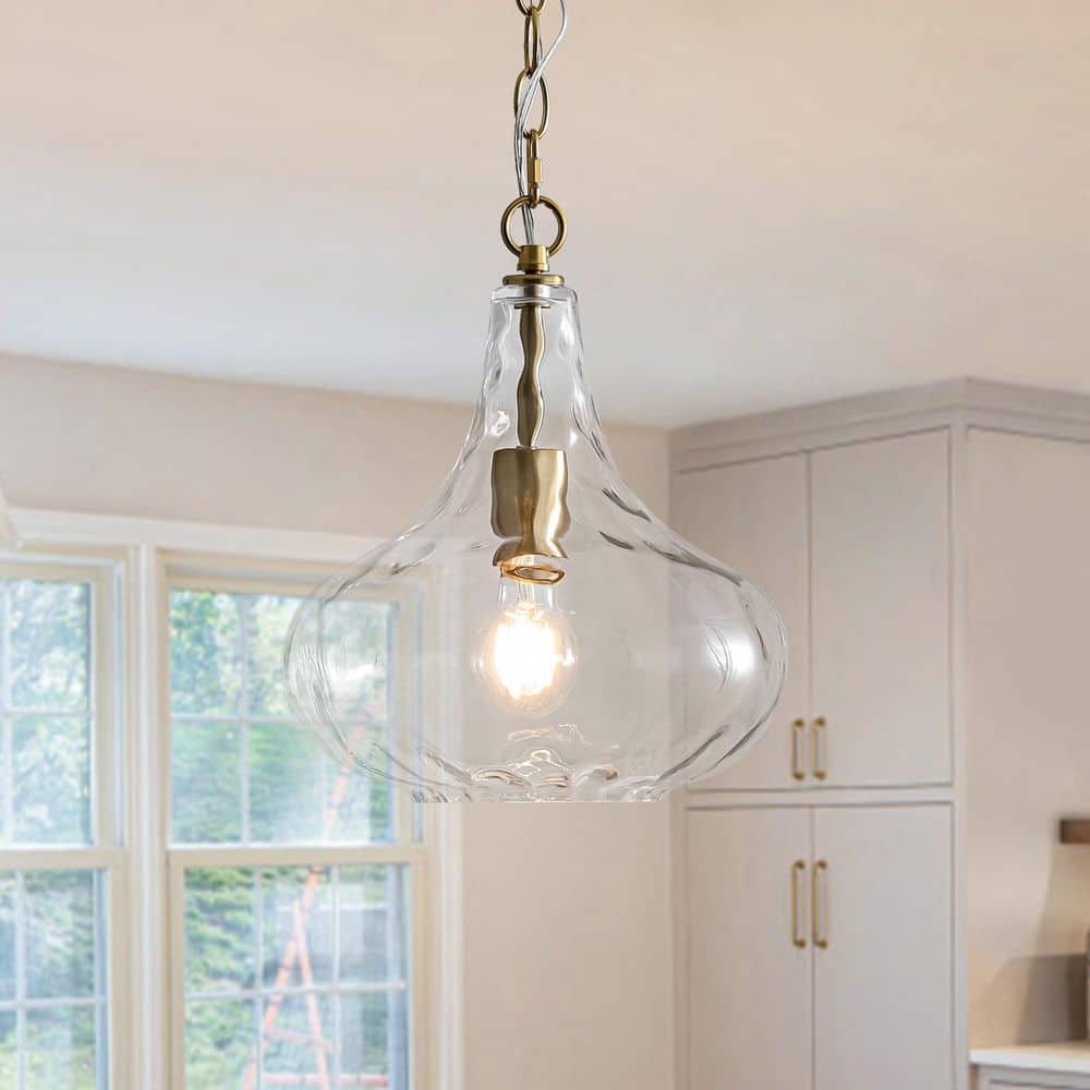 60-Watt 1 Light Brass Modern Indoor Mini Pendant Light with Hammered Glass Shade Vintage Ceiling Hanging Light Fixture price history on PriceWatchPro