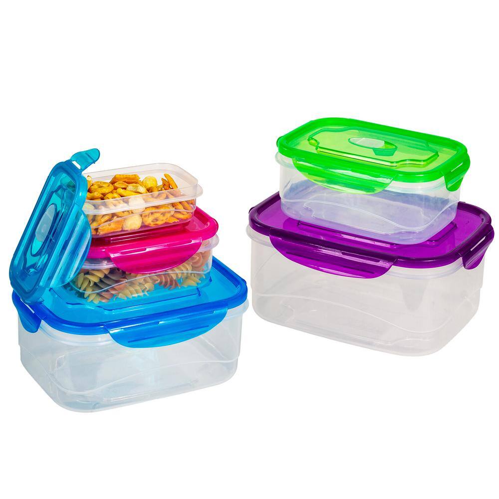 Multicolor BPA-Free Plastic Food Storage Container Set with Locking Lids