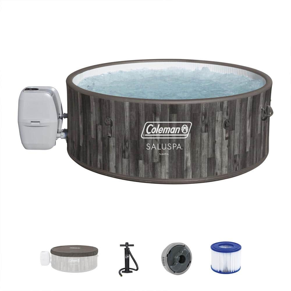 Coleman Saluspa 4 Person Square Portable Inflatable Outdoor Hot Tub Spa &  Intex Purespa Attachable Cup Holder And Refreshment Tray Accessory : Target