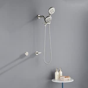 Double Handle 5-Spray Shower Faucet 1.8 GPM with Pressure Balance Anti Scald in. Brushed Nickel