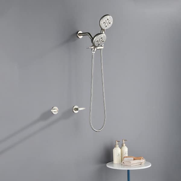 Double Handle 5-Spray Shower Faucet 1.8 GPM with Pressure Balance Anti Scald in. Brushed Nickel