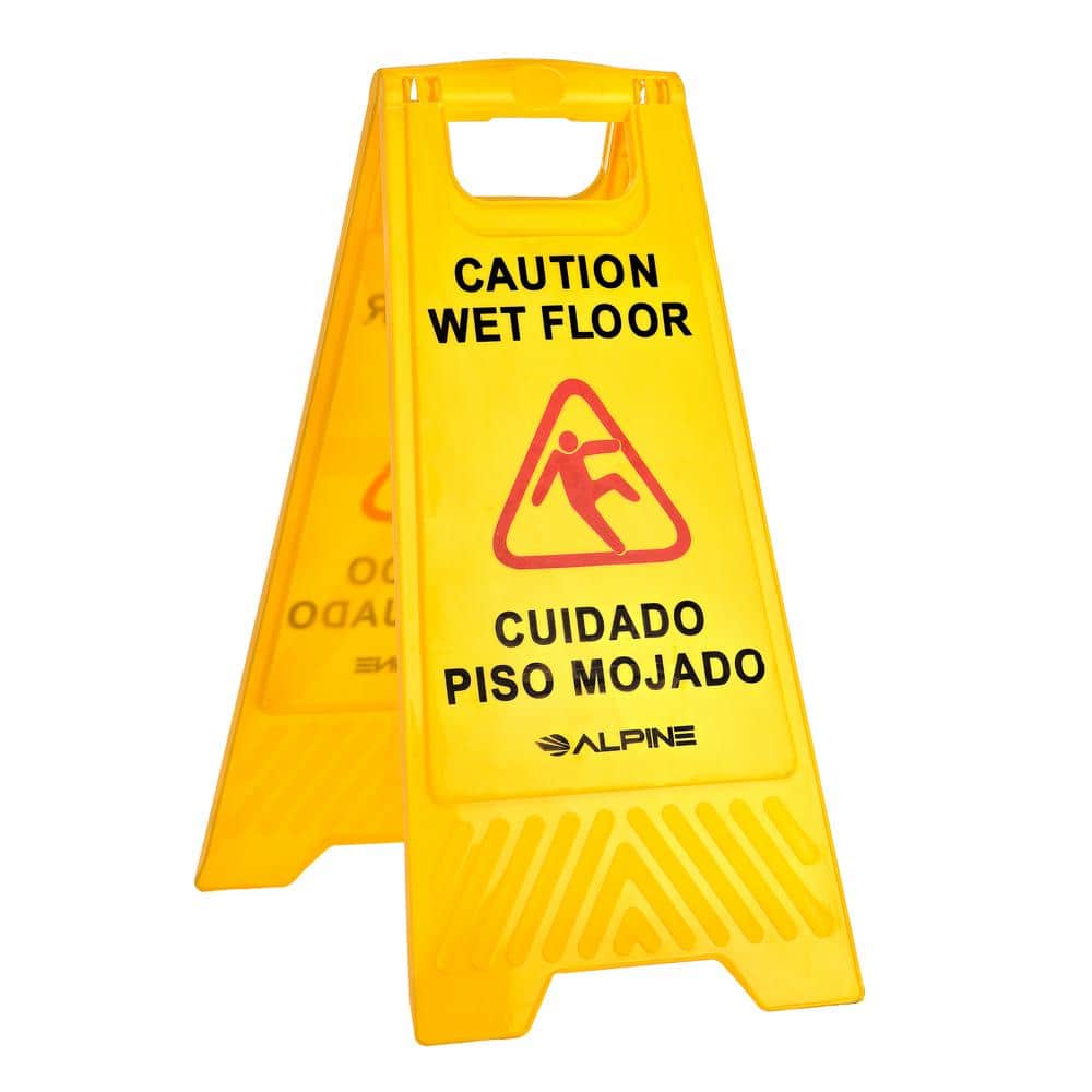 Yellow Bilingual Plastic Caution Wet Floor Sign Set