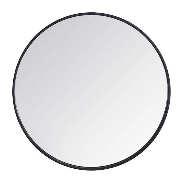 MH LONDON Grendon 30 in. W x 30 in. H Round Framed Black Mirror