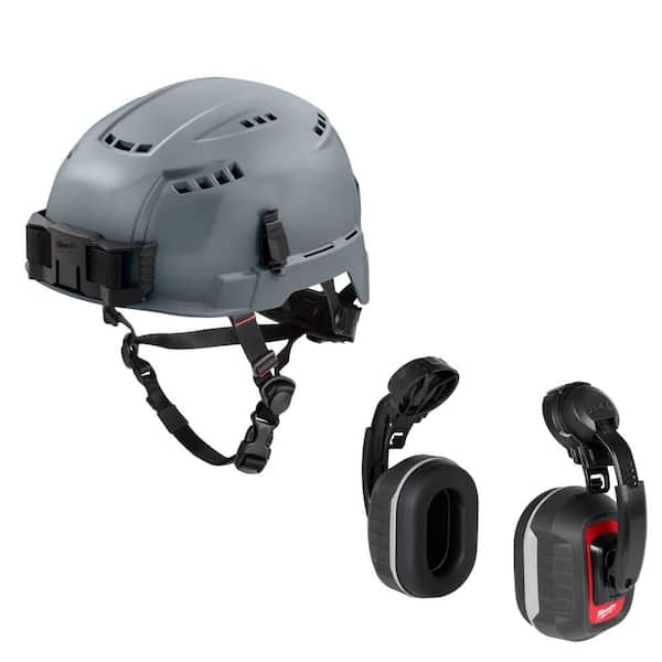 Milwaukee BOLT Gray Type 2 Class C Vented Safety Helmet W/ BOLT Earmuffs with Noise Reduction Rating of 26 dB