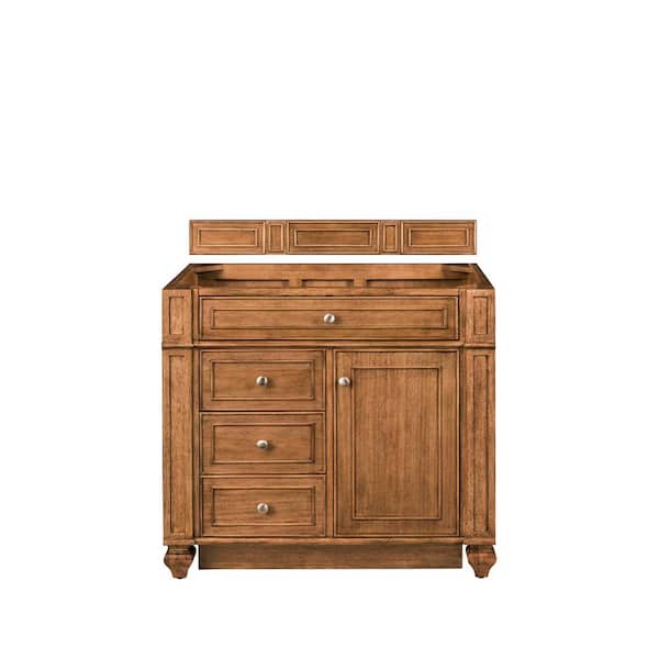 James Martin Vanities Bristol 36.0 in. W x 22.5 in. D x 32.8 in. H Single Bath Vanity Cabinet without Top in Saddle Brown