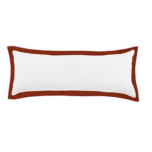 Empire White /Rusty Cinnamon Border Soft Poly-Fill 14 in. x 36 in. Indoor Throw Pillow