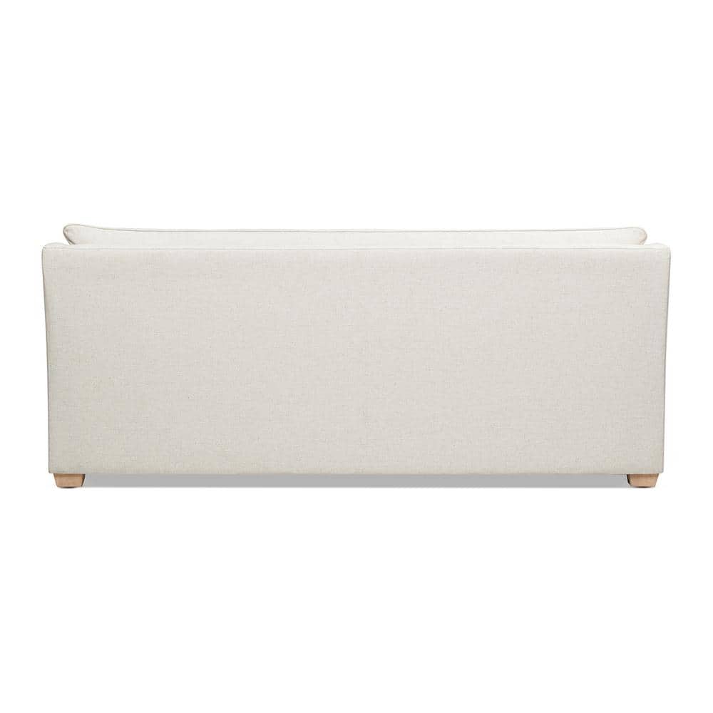 Ada 83" Flared Arm White Linen Sofa with Lumbar Pillows