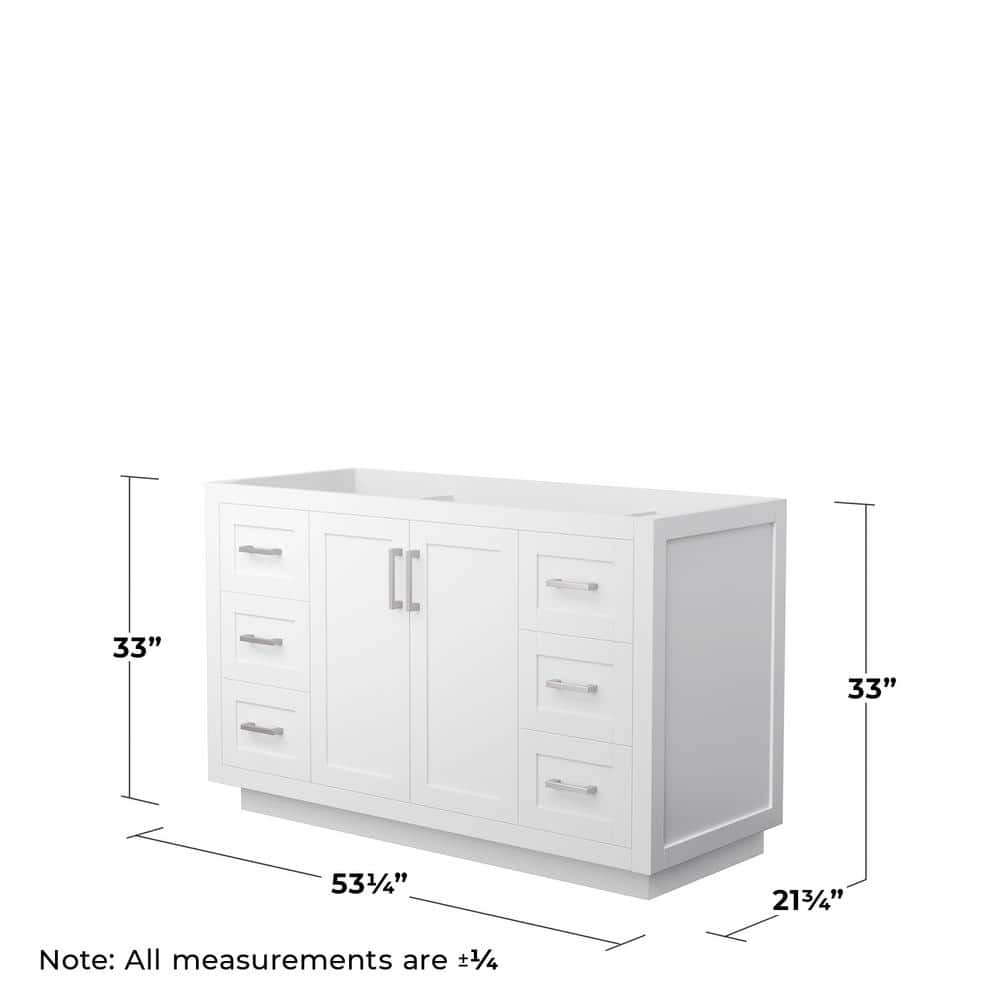 Miranda 54-Inch White Freestanding Single Bathroom Vanity with Brushed Nickel Trim