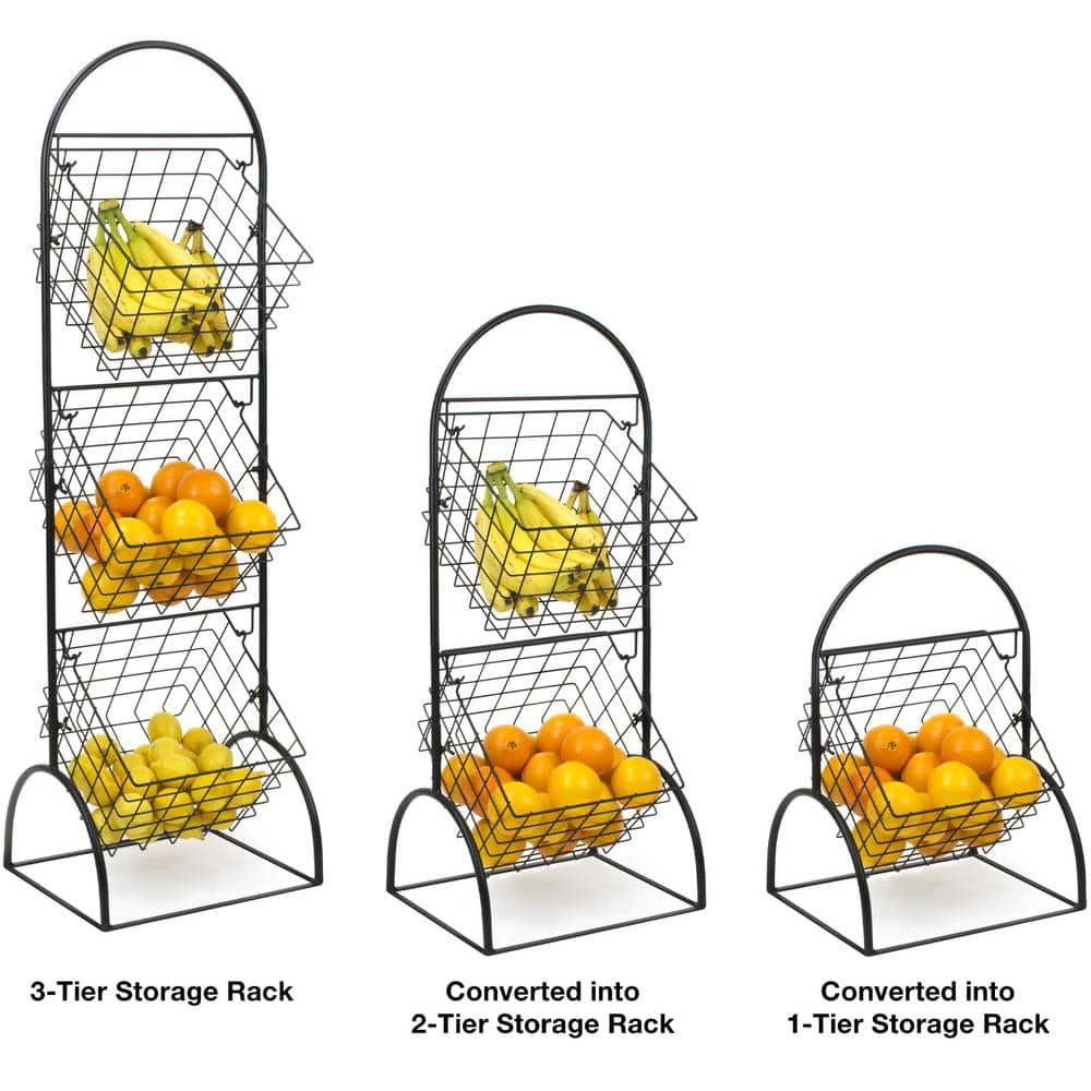 Storage Basket Snack Food Basket Wooden Basket Plant Stand Fruit Basket Set of 3 Dark Gray (Set of 3) CELLPAK Color: Dark Gray