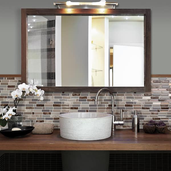 Smart Tiles Kit-Kitchen Napoli 7.57 in. x 22.56 in. Peel and Stick Backsplash for Kitchen, Bathroom, Wall Tile 4-Pack - Beige/Khaki