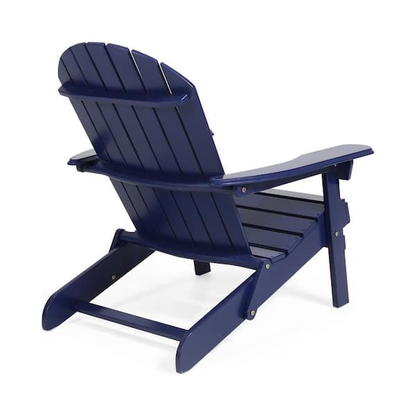 Unbranded Outdoor Dark Blue Acacia Wood Adirondack Chair (Set of 1)