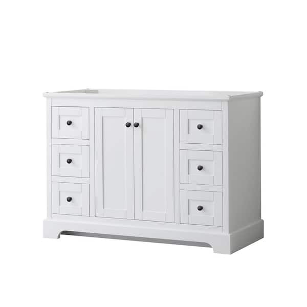 Wyndham Collection Avery 47.25 in. W x 21.75 in. D x 34.25 in. H Single Bath Vanity Cabinet without Top in White