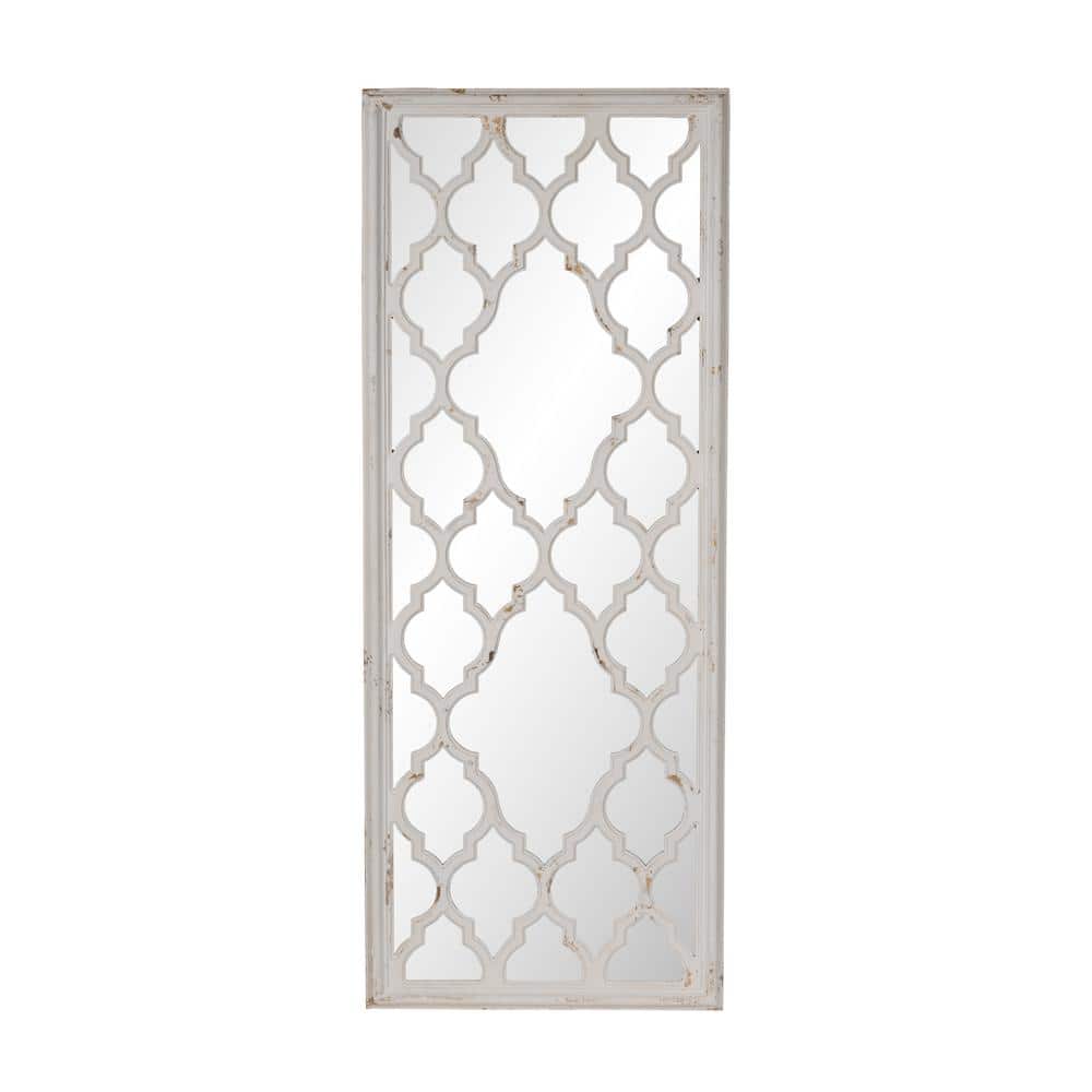 24 in. W x 60 in. H Rectangle Distressed White Floor Mirror, Full Body