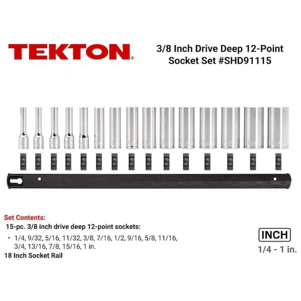 3/8 in. Drive Deep 12-Point Socket Set (15-Piece)