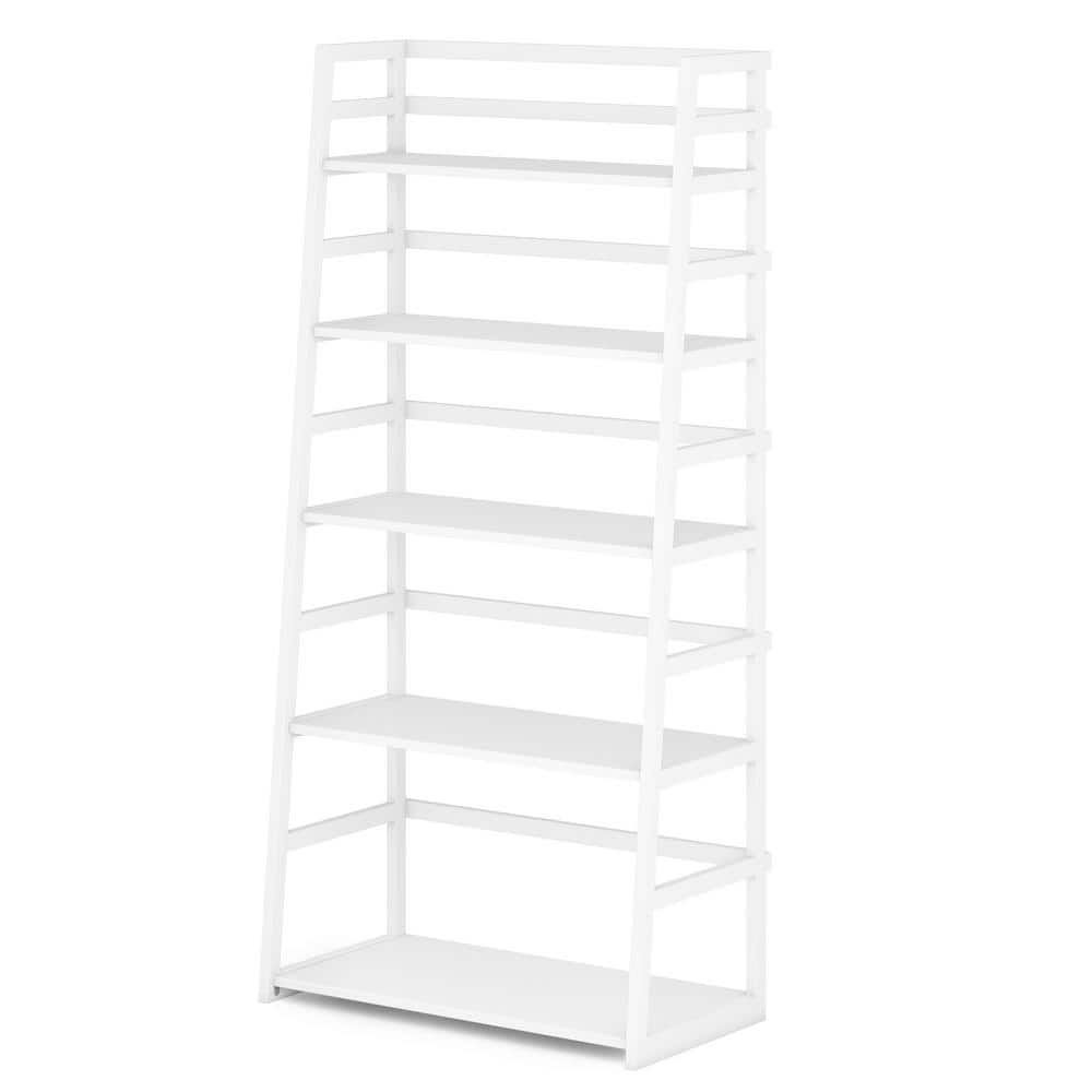 Acadian Solid Wood 4-Tier White Ladder Shelf Bookcase
