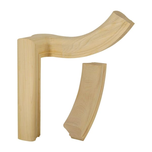 EVERMARK Stair Parts 7065 Unfinished Poplar 90° Right-Hand 2 Rise Gooseneck Handrail Fitting