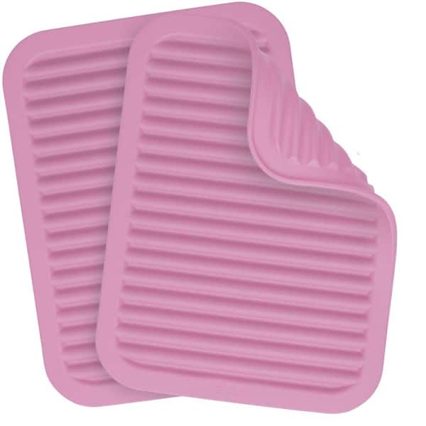 Zulay Kitchen 2-Pack (9 in. W. x12 in.) Silicone Trivets for Hot Pots and Pans - Pink