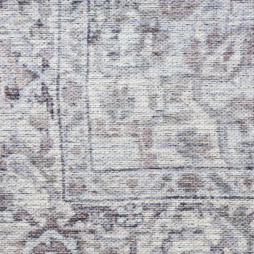 HomeRoots 6 ft. x 9 ft. Blue Floral Washable Square Area Rug 2000527758 ...