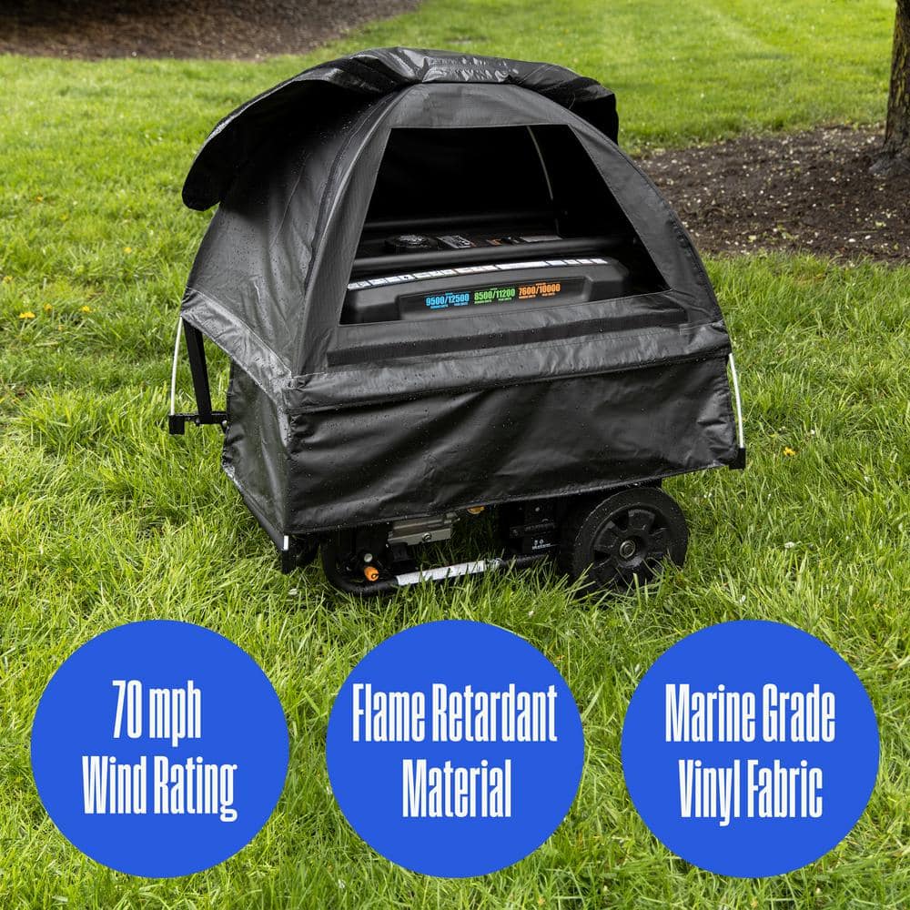 Black Weather-Resistant Tent Cover for Open Frame Generators