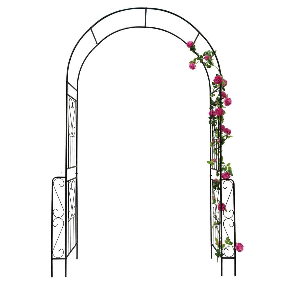 55 in. W x 94.5 in. H Black Metal Garden Arch Arbor Trellis