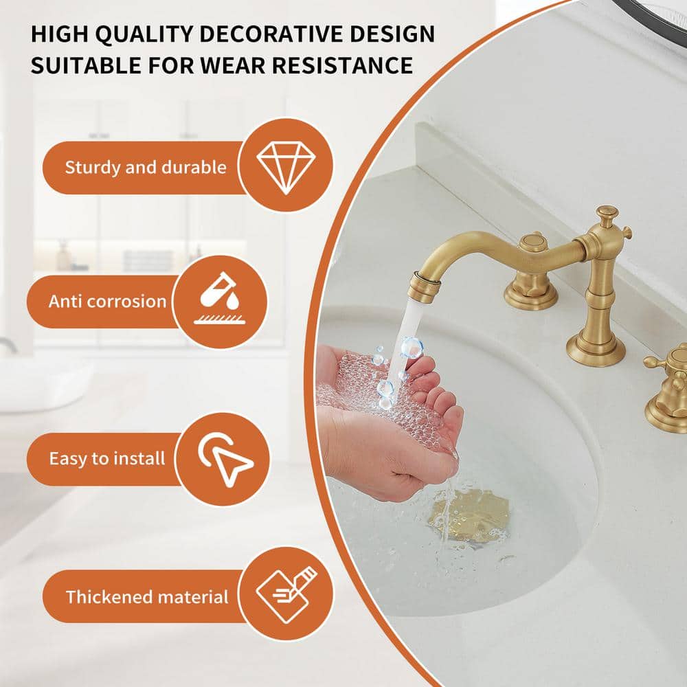 Antique Brass Double-Handle Widespread Bathroom Faucet