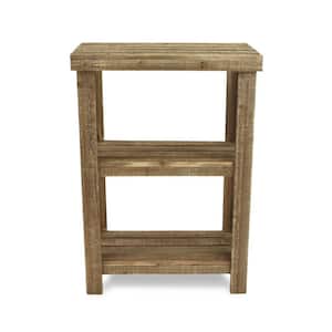 Shelly 20.2 in. Brown Rectangle Wood End Side Table with Shelves
