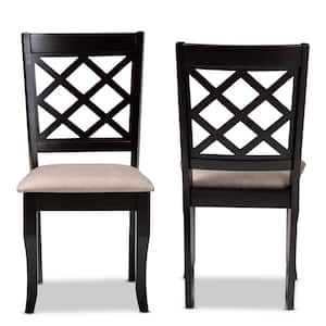 Verner Sand and Dark Brown Fabric Dining Chair (Set of 2)