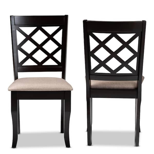 Baxton Studio Verner Sand and Dark Brown Fabric Dining Chair (Set of 2)