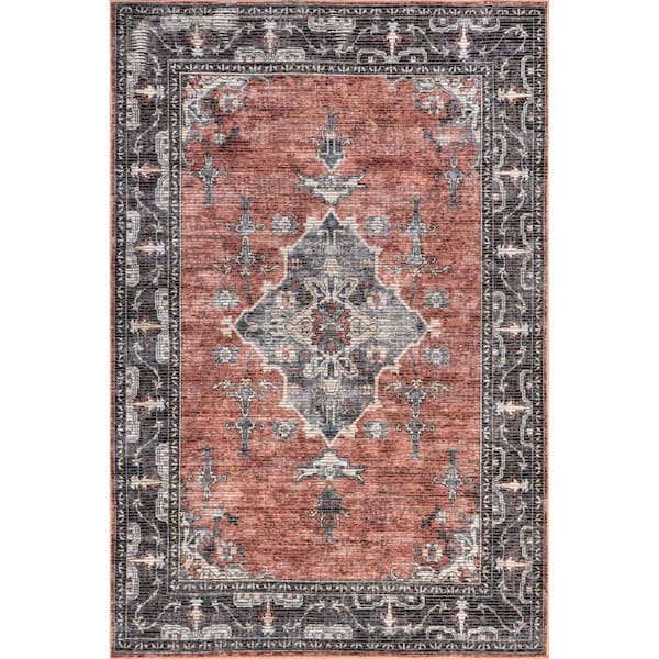 RUGS USA Wild Orchid Machine Washable Brick Doormat 3 ft. x 5 ft. Indoor/Outdoor Patio Rug