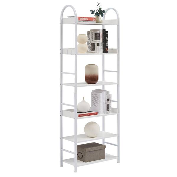 Nestfair 71 in. H Steel 6-Shelves Bookcase with Round Top Frame in ...