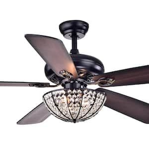 Hannele 52 in. Indoor Black Finish Remote Controlled Ceiling Fan with Light Kit