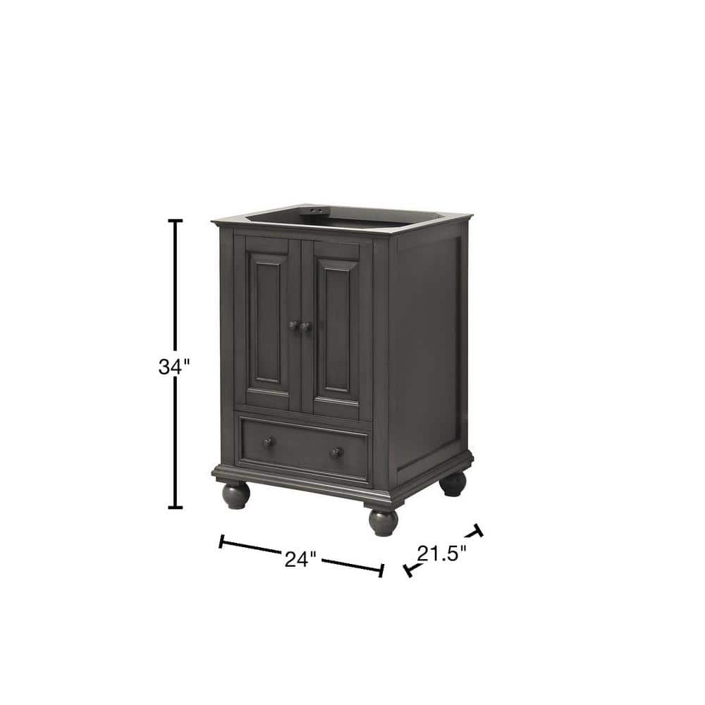 24" Transitional Solid Wood Single Vanity Base in Charcoal Grey