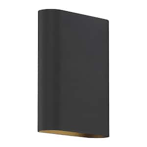 Lux Transitional 2-Light Black, Frosted Dimmable Wall Sconce