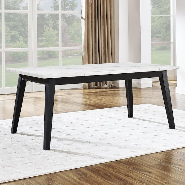 Steve Silver Vida White Marble Top 72 in. 4-Leg Dining Table Seats 6 (Table Only)