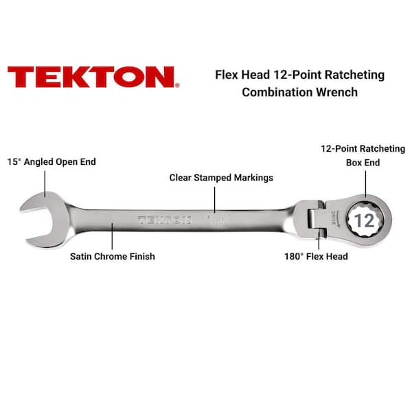 20 mm Flex Head 12-Point Ratcheting Combination Wrench