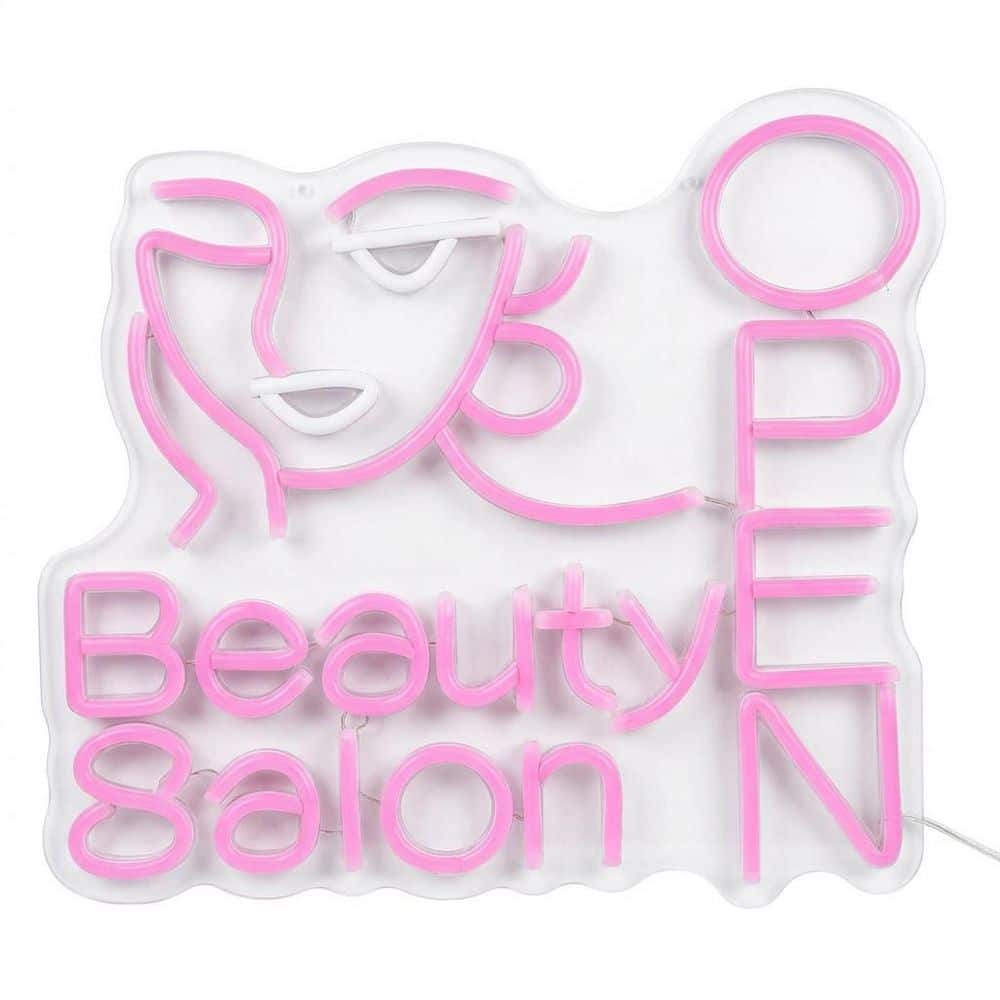 Open Neon Sign Beauty Salon Series Pink Acrylic LED Light Neon Signboard for Hair Nail Makeup Barber Shop Decor