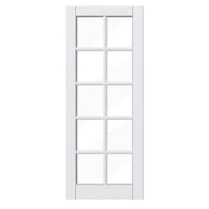 32 in. x 80 in. 10 Lite, White Primed, No Bore, Clear Glass, finished MDF Wood Interior Door Slab