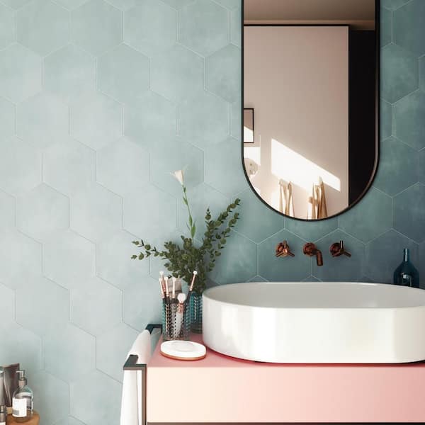 Horizon Hex Aguamarina 7-3/4 in. x 9 in. Ceramic Floor and Wall Tile (8.88 sq. ft./Case)