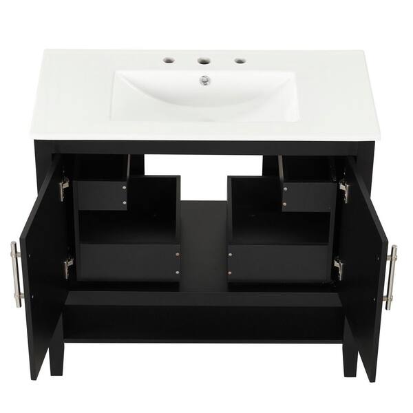 Ziyudura 36 in. Single Sink Freestanding Black Bath Vanity with