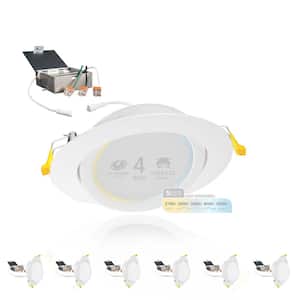 GCN LIGHT 4 Inch 5CCT Wet Location LED Recessed Light – 9W 810LM Dimmable Slim Panel With Junction Box, 2700K-5000K Selectable