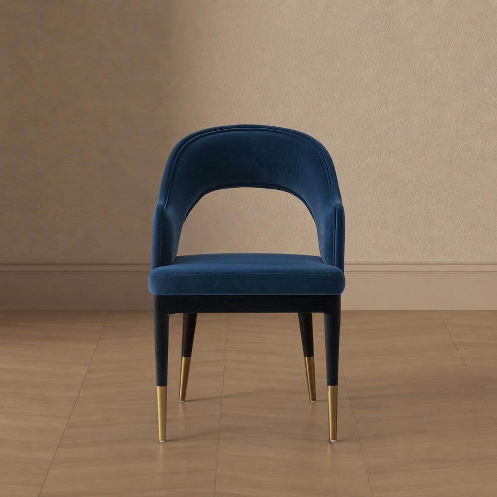 Carrington Modern Midnight Blue Velvet Upholstered Dining Armchair