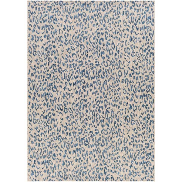 Eliti Navy 7 ft. 10 in. x 10 ft. 2 in. Indoor/Outdoor Patio Area Rug