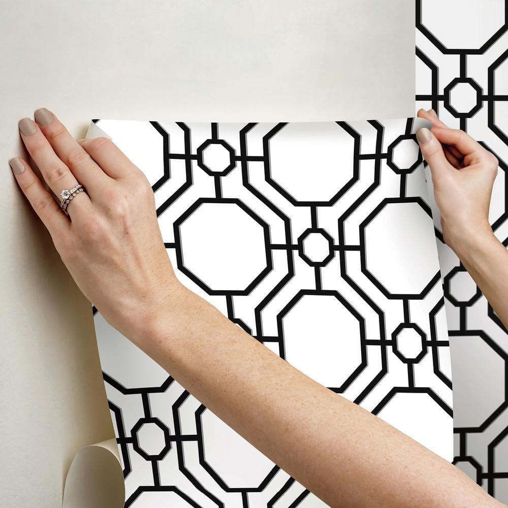 Crawford Black and White Geometric Peel and Stick Wallpaper