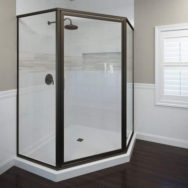 Basco Deluxe 22-5/8 in. x 65-1/8 in. Framed Neo-Angle Hinged Shower Door in Oil Rubbed Bronze