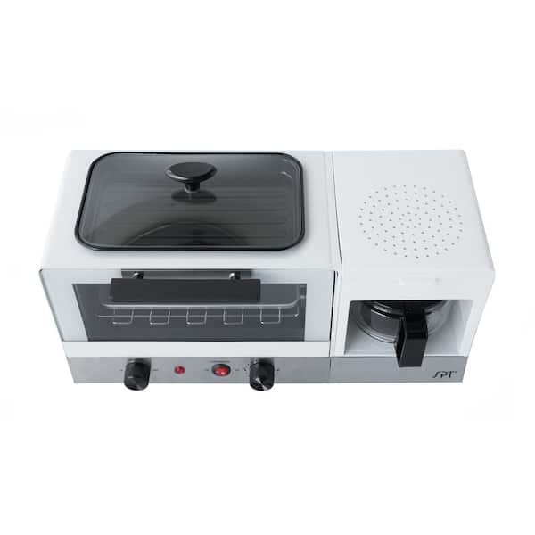 SPT Breakfast Center 1450 W 2-Slice White and Stainless Steel Toaster Oven  with Griddle and Coffee Maker BM-1120WA - The Home Depot
