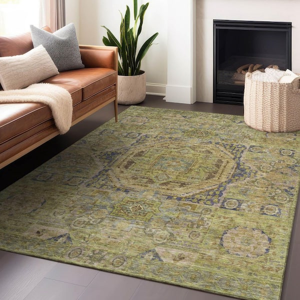 Chantille Machine Washable Indoor/Outdoor Abstract ACN1743 Aloe 10 ft. x 14 ft. Area Rug