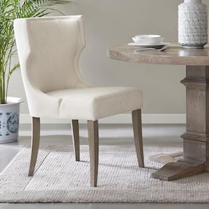 Fillmore Cream Polyester Upholstered Wingback Dining Chair