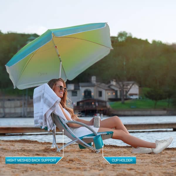 MUKE Beach Chair, Beach Chairs for Adults with Umbrella and Cooler
